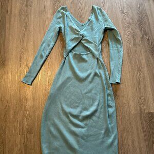 Anthropologie Ribbed Back Long Sleeve Dress w Key Hole Back Freshman 1996 Small